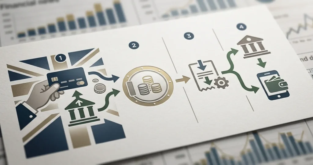 Neutral illustration of GBP casino payment flow